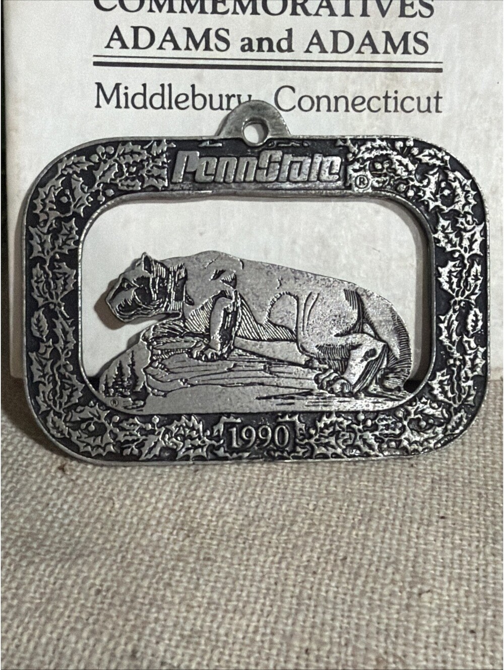 VTG Penn State Nittany Lions 1990 Christmas Ornament Adams & Adams Pewter